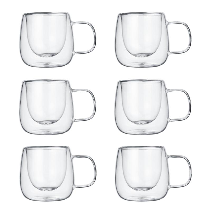 4/6pcs 80ml Double-Walled Glass Coffee Cups, Transparent Heat-Resistant Coffee Mug, Espresso Cup, for Christmas Family Gathering 80ml