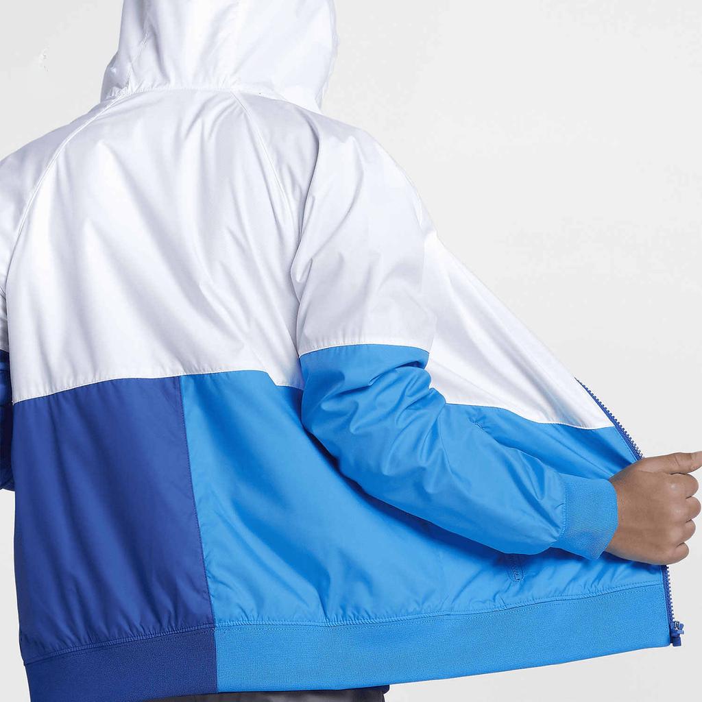 Nike Logo Print Patchwork Hooded Jacket Kids Jackets Blue 939558-100