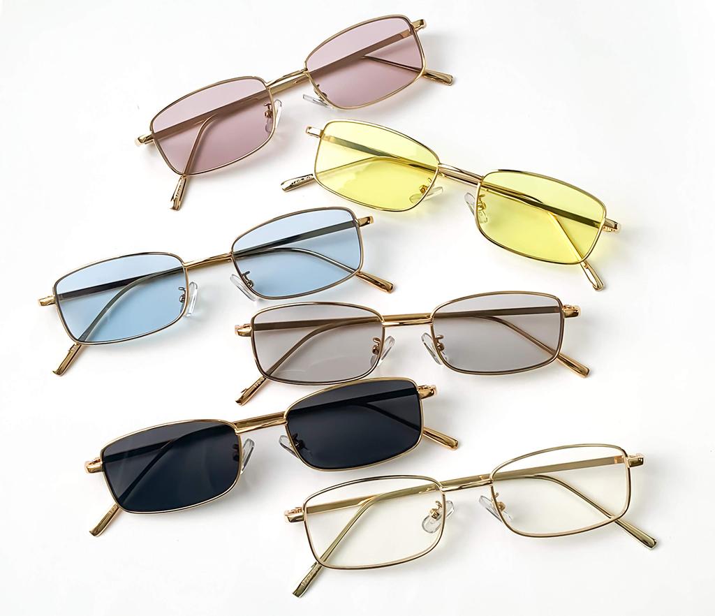 [CYPHUS] Cyphus Bunte Sonnenbrille für Damen und Herren, Unisex, Quadratische Form, Bunte Gläser, Modebrille, UV-Schutz, Trendig (GoldLight Rauch)