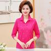 Autumn Cotton Lapel T-shirt for Middle-aged & Elderly Women - Long-Sleeve, Loose Fit, Plus Size