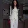 European and American Cross-border Women's Wear, Professional Commuter Suit, Buttoned Jacket, Straight-leg Pants, Fashionable Casual Waist Seal Set