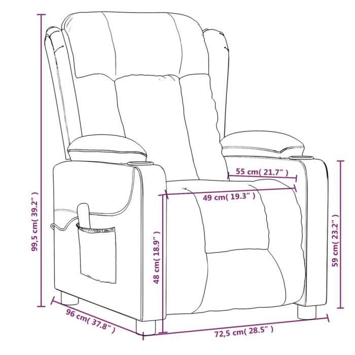 VidaXL Fauteuil inclinable électrique Noir Similicuir 3098801