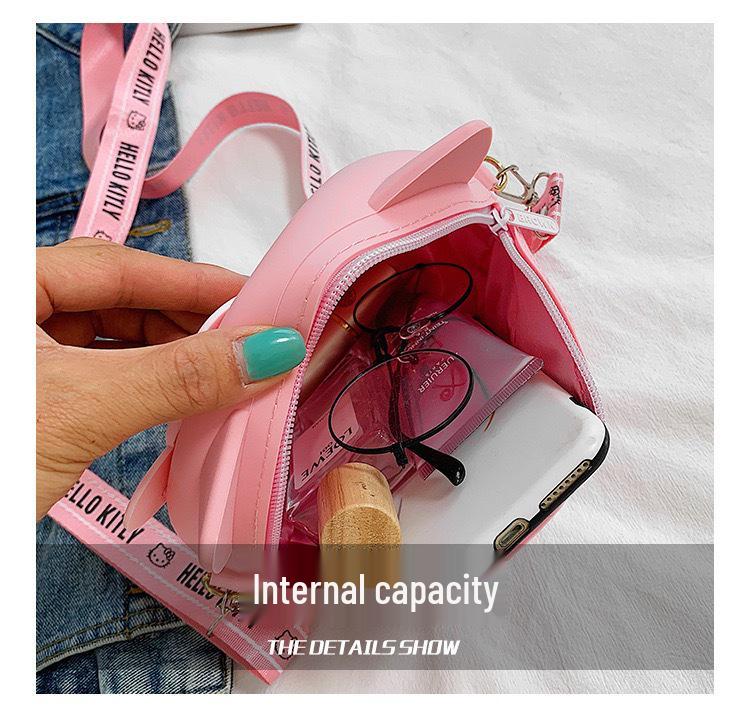 Cat Head Silicone Handbag: 2025 New Cartoon Phone Card Crossbody Bag & Children's Coin Purse