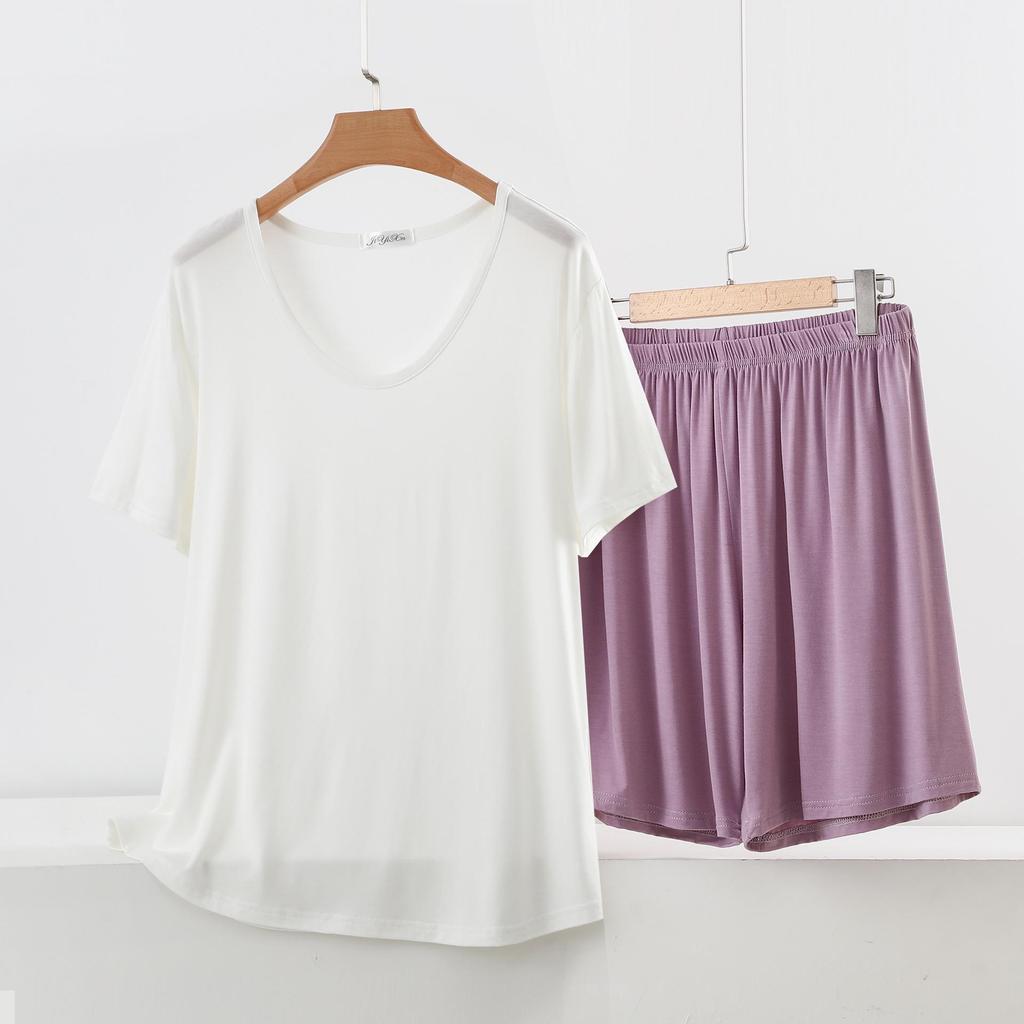 Women's Summer Short-Sleeve Suit: Modal T-Shirt & Slim Shorts Two-Piece Set - Casual, Sporty, Outdoor, or Loungewear