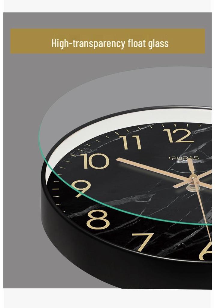 Ultra-Quiet 6278 Quartz Wall Clock with Marble Texture - Nordic Fashion for Living Room