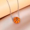 Unisex Sports Silicone Basketball Pendant Necklace, Stainless Steel, European & American Style