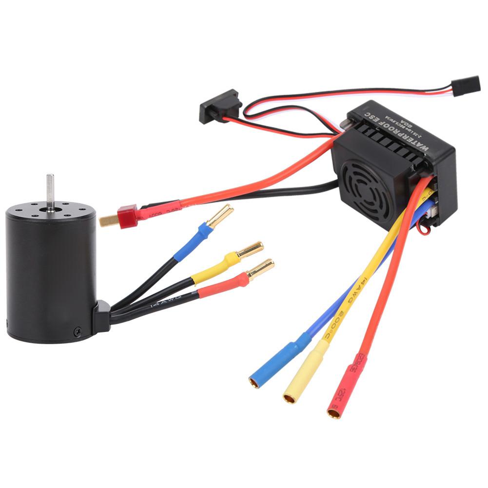 

Водонепроникний безколекторний двигун 3650 3500KV з набором ESC 60A, золоті бананові роз єми 4 мм для радіокерованої машини 110