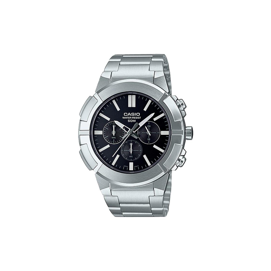 CASIO Men Standard Series 44mm Black Watch MTP-E500D-1AV MTP-E500D-1AV Black Dial