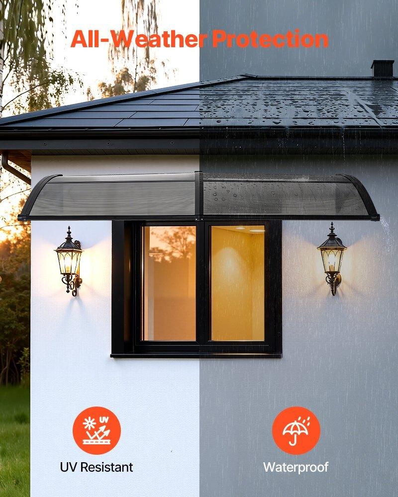 Awnings for Door Entrance, 38 x 78 in, Exterior Front Door Window Awnings with Drainage & ABS Bracket, Rain Snow Sun Protection, Overhang