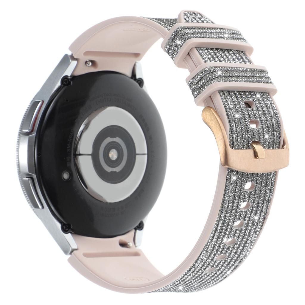 Glitter Band for Samsung Galaxy Watch7/Watch6/Watch6 Classic/Watch5/Watch5 Pro/Watch4/Watch4 Classic Leather Coated Silicone Strap
