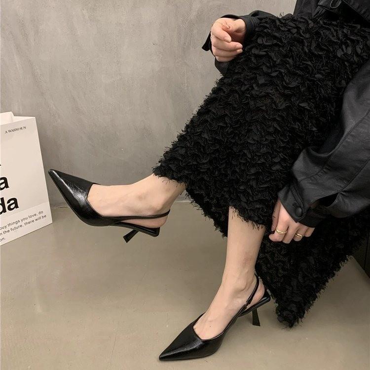 

Spring women s shoes pointed head bag head empty thin heel single shoes high heel sandals 35 чорний
