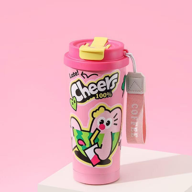 Cartoon Coffee Cup 316 Stainless Steel Thermos Cup High Value Portable Water Cup Car Accompanying Cup