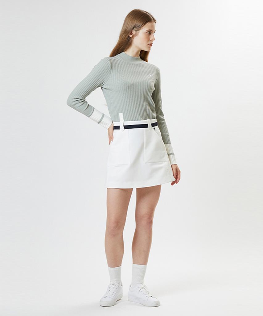 A Ben Front Pocket A-Line Skirt White