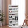 8-Tier Open Shoe Storage Cabinet W/ 8 Compartments - White Freestanding Shoe Shelf Organizer for 32 Pairs of Shoes(178.7cm Tall)