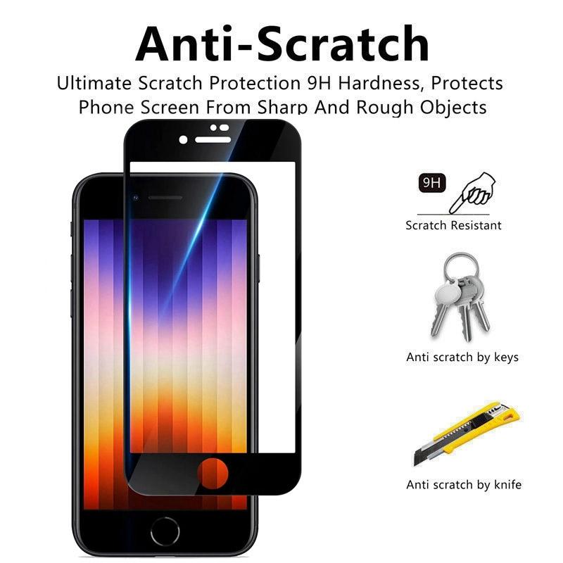 4PCS Full Cover Tempered Glass For iPhone SE 2022 2020 9H HD Screen Protector for iPhone SE 4 2025 7 8 Plus SE2 Protective Glass