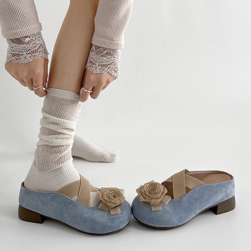 Fashion Flower Explosion High-end Thick Heel Bag Head Slippers Women's 2025 New Summer Outer Wear Inner Height Increase Cool Slippers