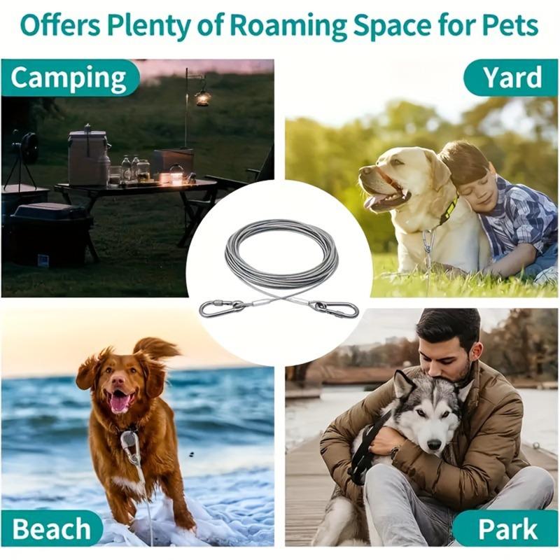Double-headed Dog Tie Out Cable Leash Raction Rope With Metal Buckle Steel Wire Anti-rust Training Collar Outdoor Dogs Strap