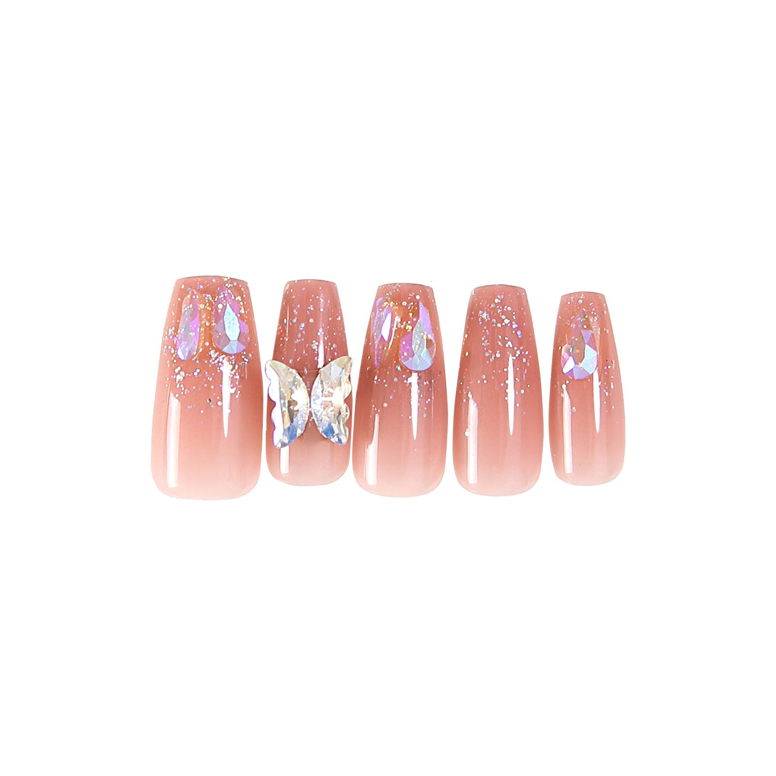 Long Ballerinas False Nails Butterfly Coffin Nails Full Cover False Nails Artificial Nails Detachable Press On Nails S