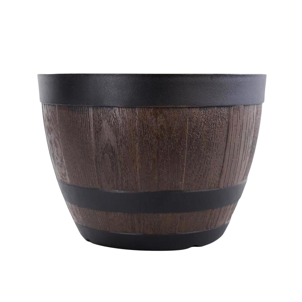 Barrel Garden Planter Plant Container Decoration for Yard Patio Resin Flower Pot Half
