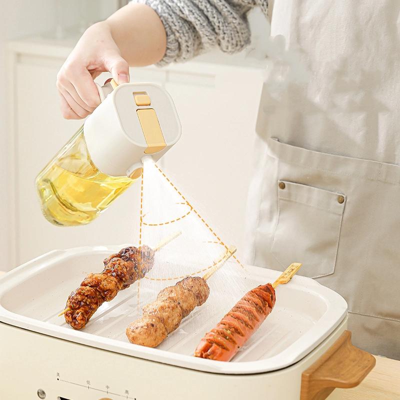 

1 leakproof olive oil spray bottle - dual-use glass dispenser with fine mist and dumping port, ideal for salad, barbecue and cooking