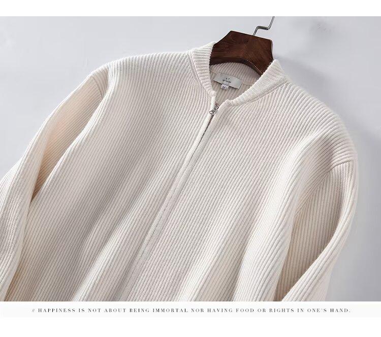 Men's Double Zipper Japanese Style Knit Cardigan Sweater - Autumn/Winter Fashion, Versatile Casual Outerwear.