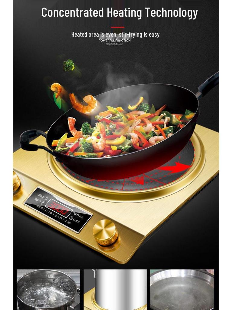 International 3500W Induction Cooker, 110V, EU/UK/US Standards, Commercial Flat and Concave Design
