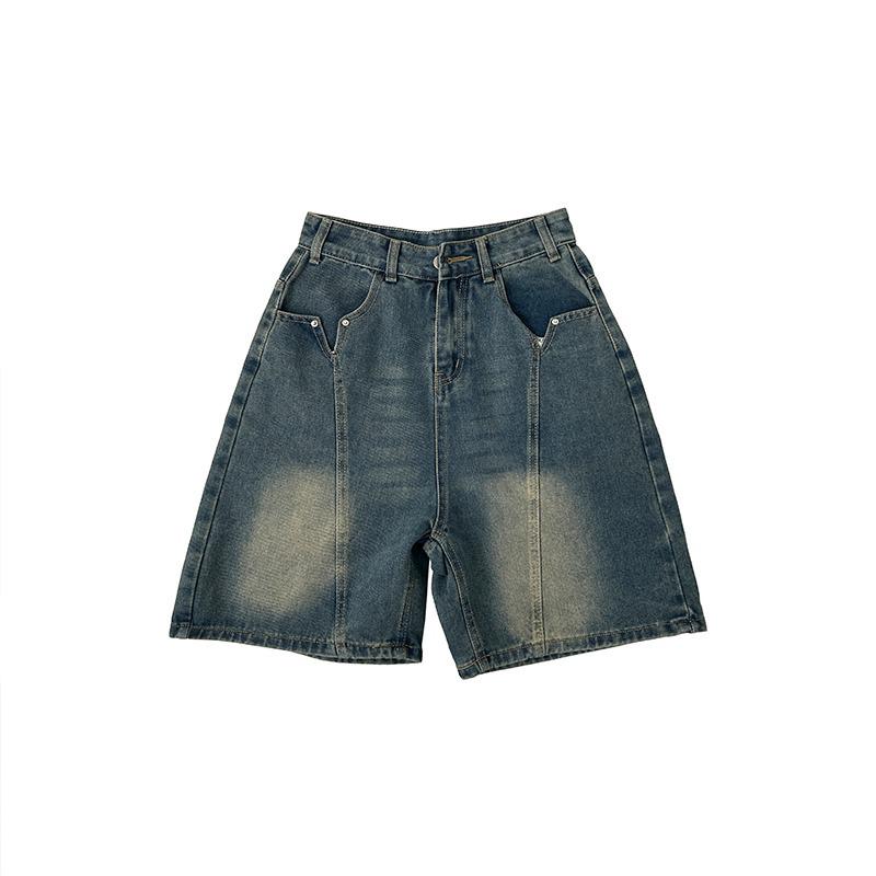 Plus Size Retro Straight-Leg Denim Shorts for Women, Summer 2025 Edition - Mid-Length, Loose Fit