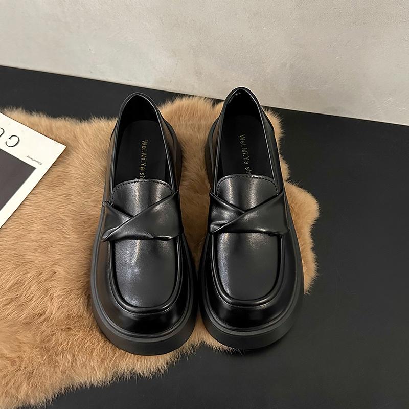 

Mid Heel Square Heel Loafers Slip-on Round Toe Concise Ladies Shoes 2025 Hot Sale Spring/Autumn Solid Shallow Pumps Mocassins 40 чорний