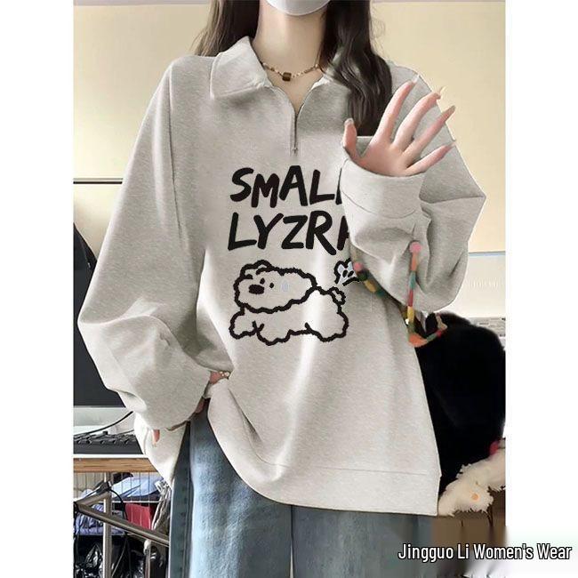 

Women s Preppy Style Zip-Up Collared Sweatshirt for Autumn & Winter S 35-41 kg