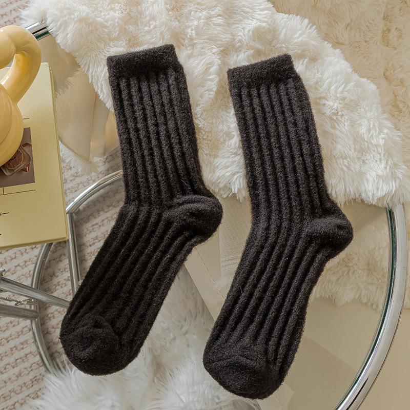 

Женские осенне-зимние теплые носки-трубы для сна на полу с добавлением бархата и утолщением 1 pair темно-серого