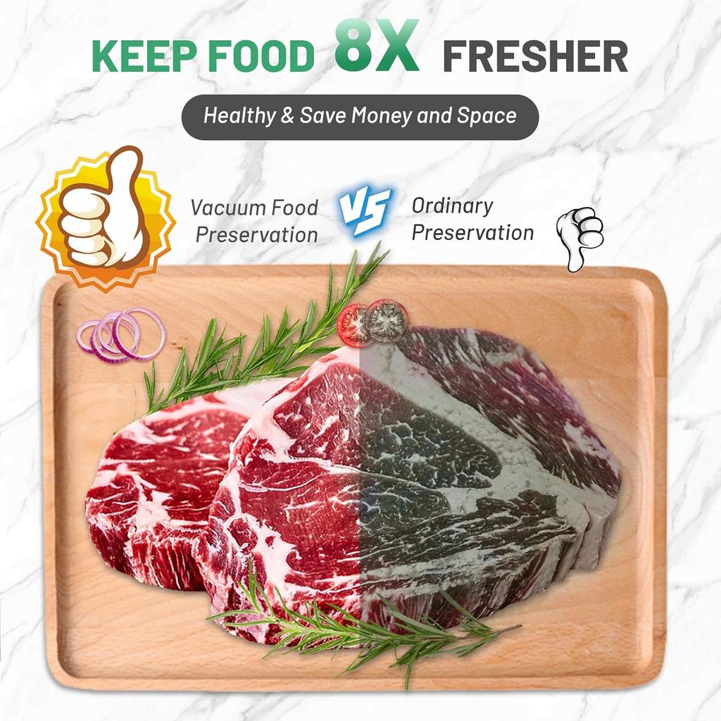 MAXDONE Vacuum Sealer Machine Food Vacuum Sealer for Food Storage Food Sealer Machine 6-in-1 for Dry/Moist Modes, Compact Design with 10 Vacuum