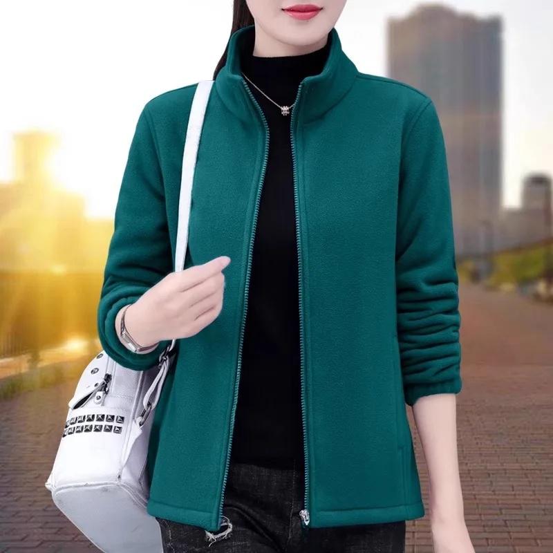Women's Thickened Fleece Jacket Double-Sided Velvet Inner Coat Spring Autumn Winter New Style Casual Comfortable Outerwear