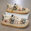 Wide Toe Ethnic Embroidered Casual Shoe For Men Chinese Style Linen Spring Sneaker Gentlmen Vintage Dress Flats Lace-up