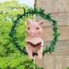 Artificial Wreath Wall Hanging Decor Pig Statue Home Decoration Animal Ornament for Garden Patio