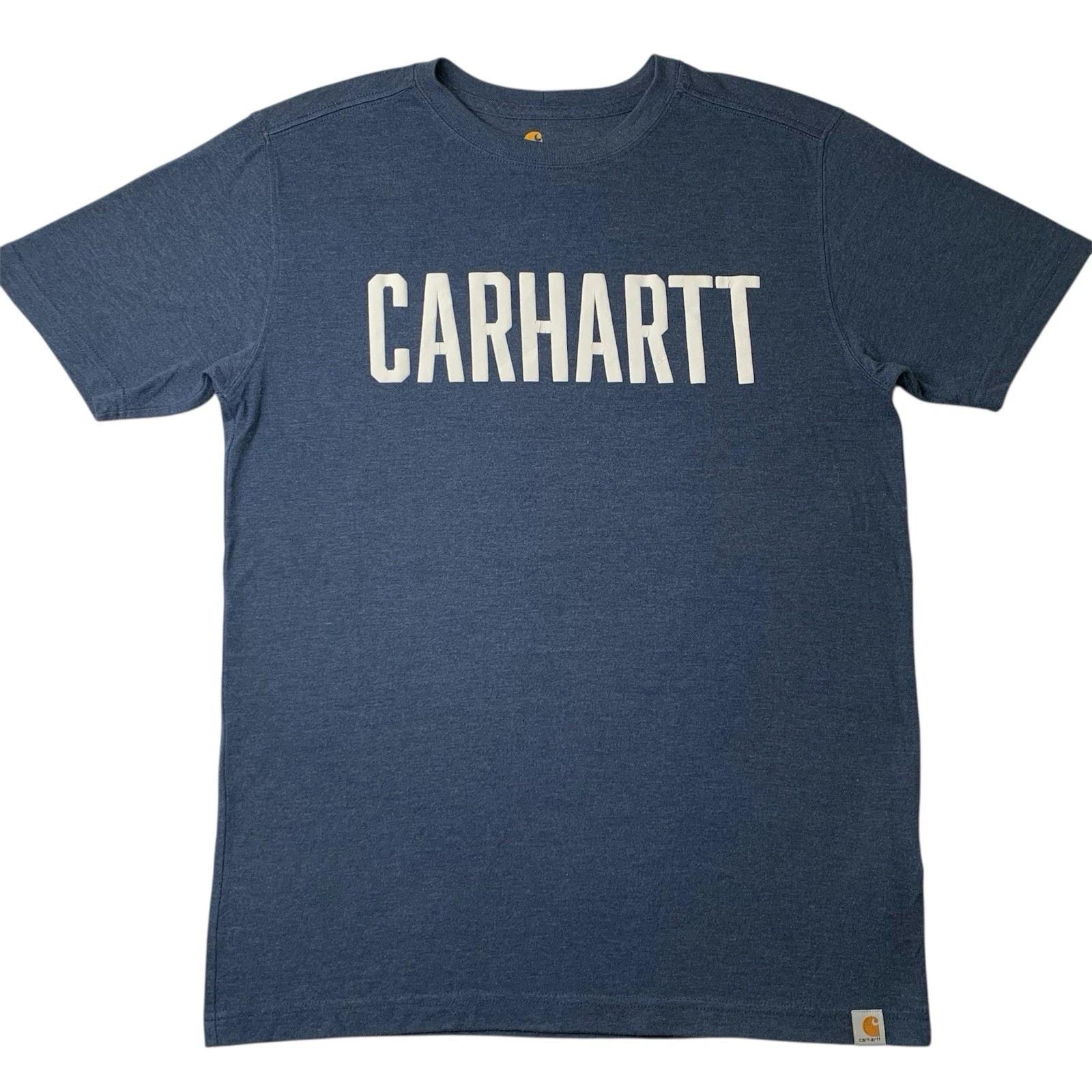 Мужская футболка Carhartt свободного кроя, размер S, синяя, с логотипом-надписью, рабочая футболка 3XL