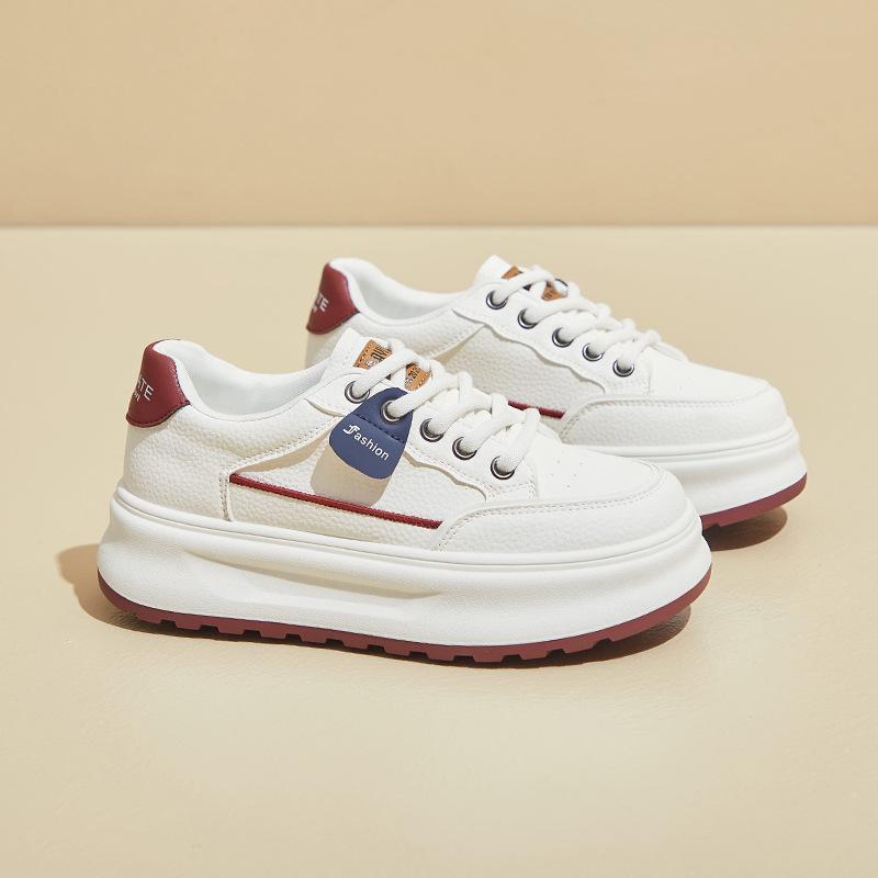 

Fashion Women s light sports shoes low-cut lace-up thick-soled casual shoes and women s fashion shoes are comfortable and integrated 35 красный