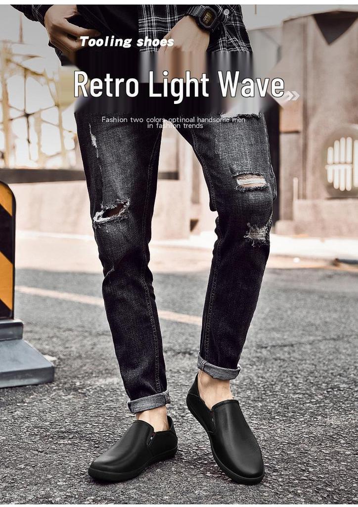 Men's Spring Casual Loafers: Breathable Two-Use Cowhide White Slip-Ons