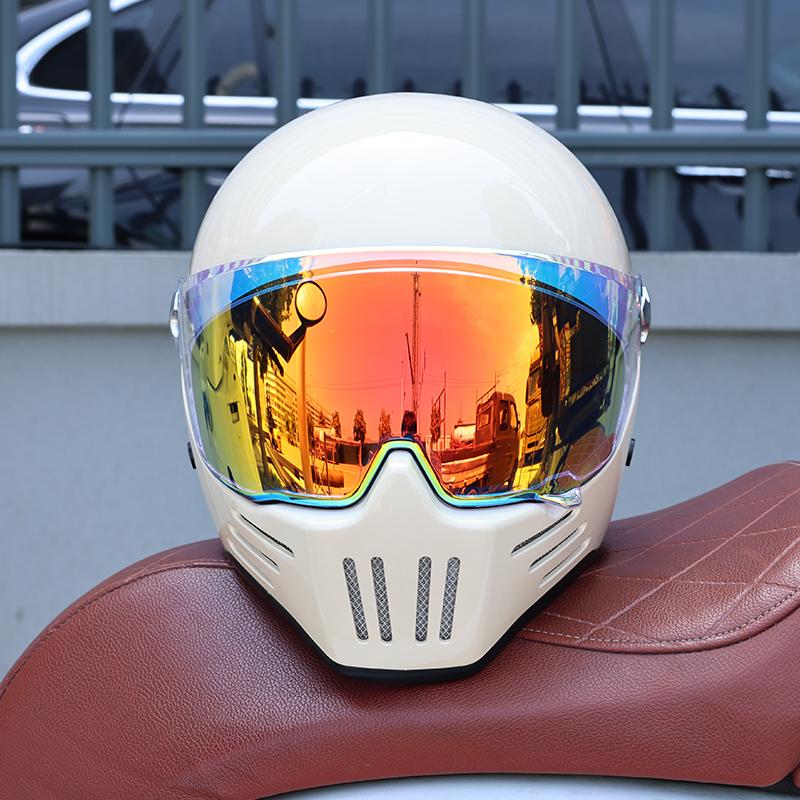 Vintage Full Face Motorcycle Helmet Men Women All Weather DOT Certified ABS Windproof Comfort Liner Motorbike Gear