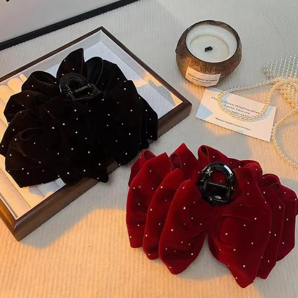 

Large Size Hair Crab Velvet Temperament Headwear New Bow Hairpin Women червоний