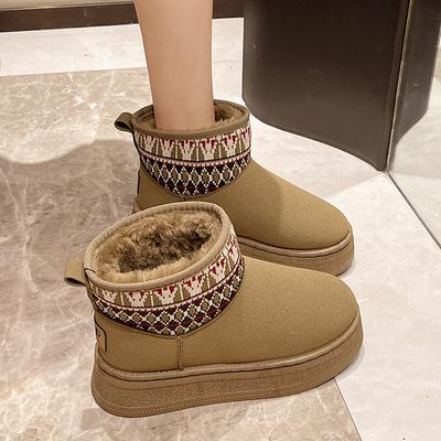 Fashion Outdoor Womens Platform Snow Boots Non-slip Short-tube Ladies Winter Ankle Boots Plus Velvet Warm Women's Walking Casual Shoes