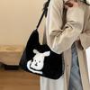 Cute Plush Tote Bag For Women Trendy Large Capacity Bag With Cartoon Patterns Ideal For Daily Use Available In Black Cream Khaki