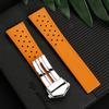 For TagHeuer Genuine Leather Solid Stainless Steel Fold Buckle Monaco Series Classic Blue Orange Line Cowhide 22mm Watch Strap