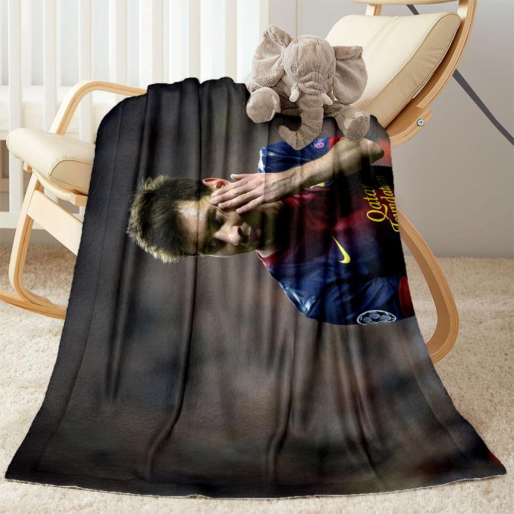 Barcelona's Messi Action Blanket Comfortable Great for Sofa Picnics Office for All Occasions Modern Style Gifts For Family Or Friends