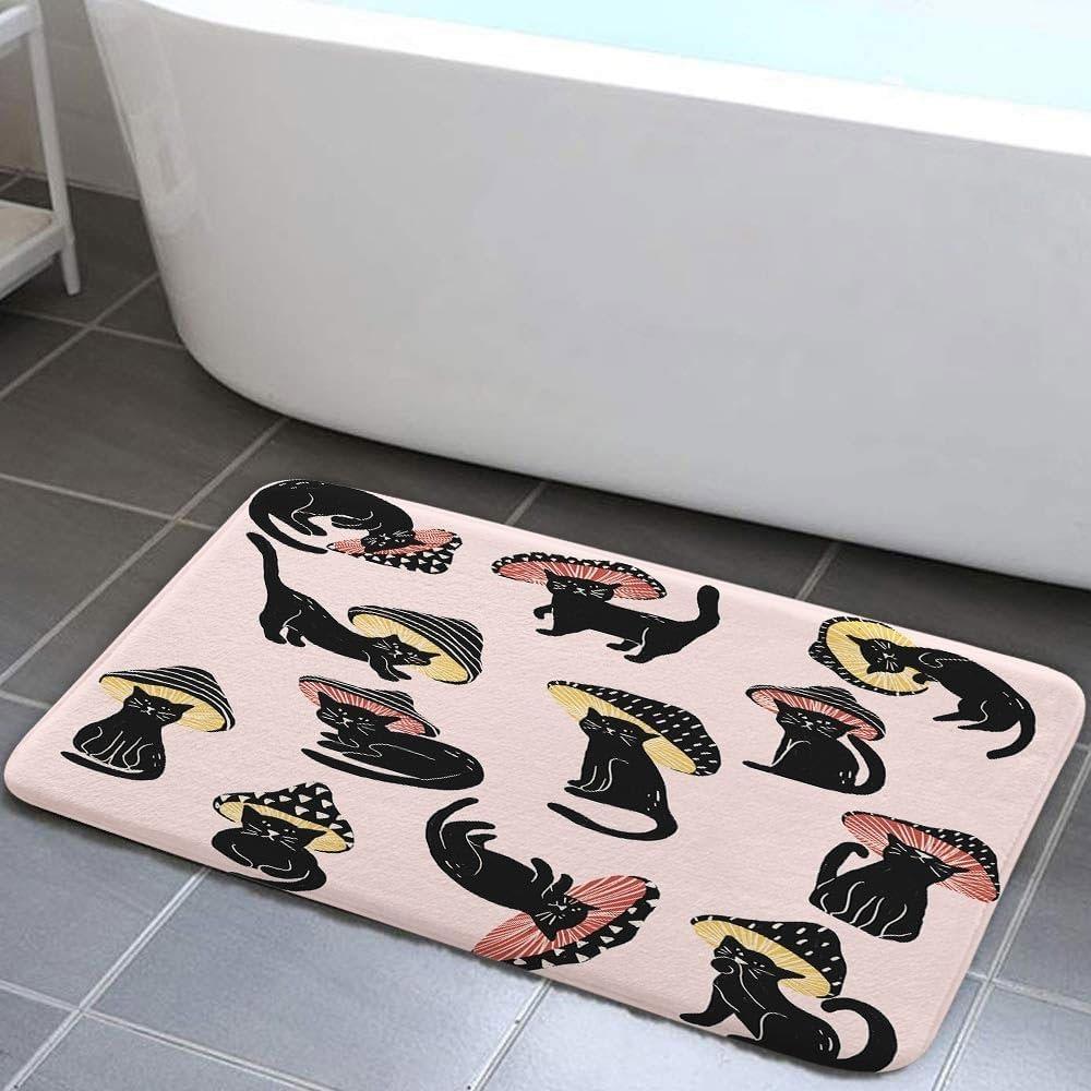 Cartoon Lustige Pilzkatze Fußmatte Niedliche Tägliche Heimdekoration Rutschfeste Matte Badezimmer Wasserabsorbierende Matte Flur Willkommensmatte