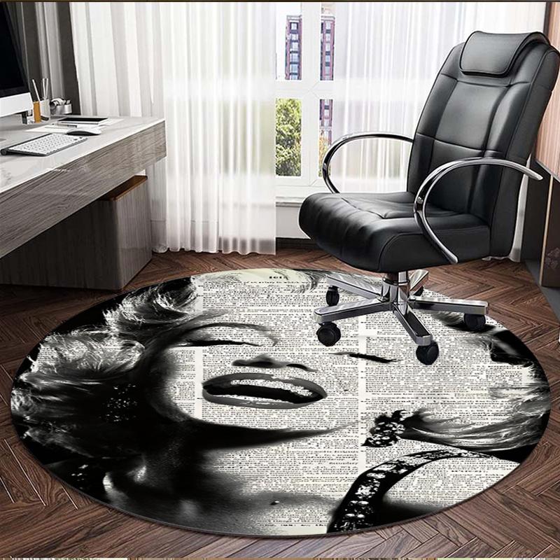 Marilyn Monroe Print Rond Tapijt, Wasbaar Vloerkleed, Voor Entree Slaapzaal Wasruimte Kantoor Studeerkamer, Woondecoratie Verjaardag Kerstcadeau
