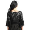 Elegant Women Lace Wedding Party Long Flare Sleeves Shrug Cropped Jacket Shrug For Evening Formal Prom Bolero