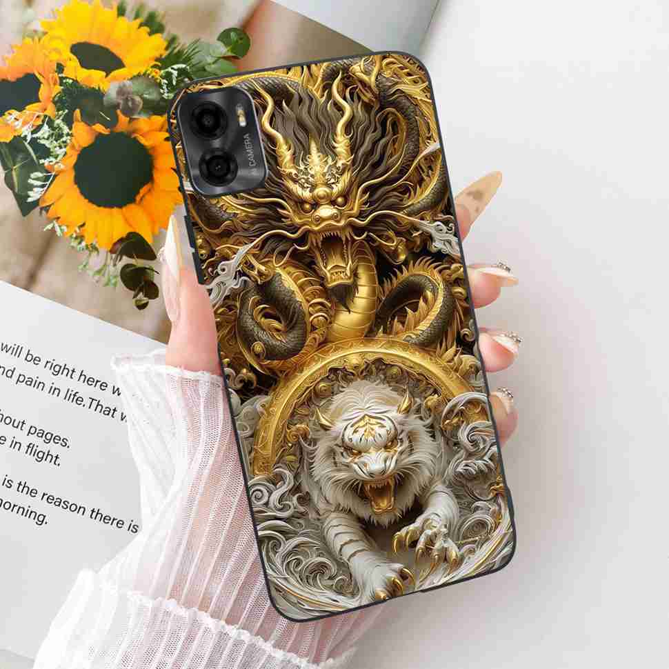 For Motorola Moto E22s 4G 6.5" Case Colorful Flower Cartoon Dragon Silicone TPU Black Cover For MOTO E22s E 22S 4G Phone Shell