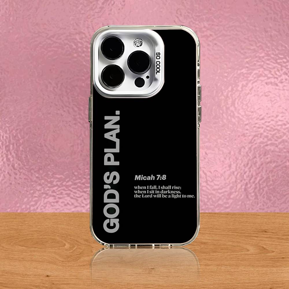 Gods Plan Jesus Bible Verse Phone Case For iPhone 16,15,14,13,12,11,Pro,Max,Plus,Mini,SE Black White Matte Shockproof Cover