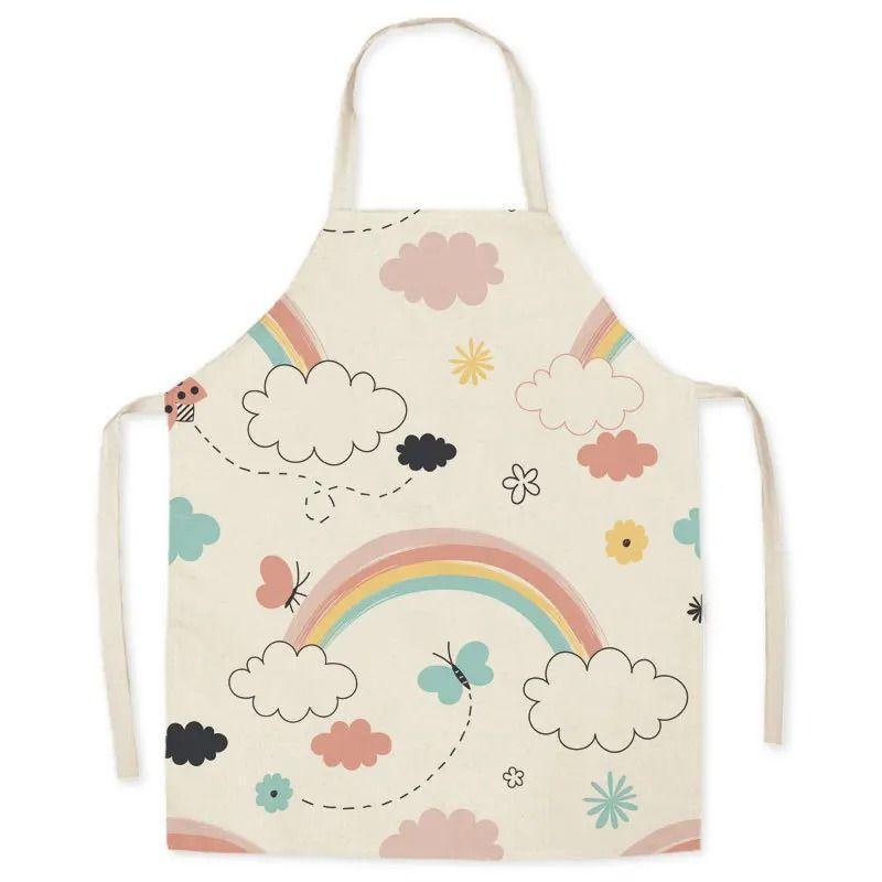 Summer Rainbow Sun Abstract Pattern Apron Adult Sleeveless Kitchen Men And Women Home Baking Waist Bib