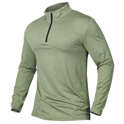 Erkek Aktif Spor Gömlekleri 1/4 Fermuarlı Performans Uzun Kollu Atletik Antrenman Koşu Tişörtü Çeyrek Fermuarlı Açık Hava Yürüyüş Golf Kazak Üstleri EURO Beden